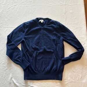 Boden Men's Wool Cotton Blend Navy‎ V Neck Sweater small EUC
